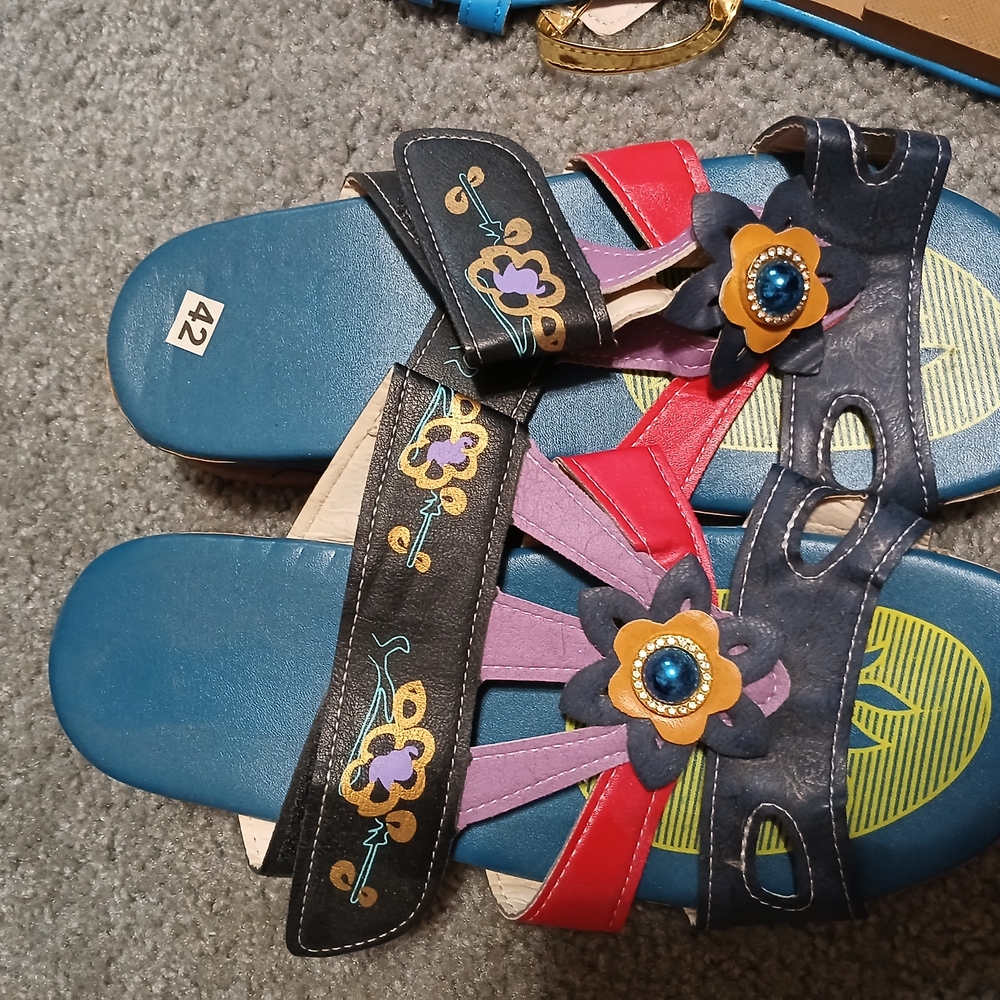 Colorful Womens Sandals, Sz 9.5 Brand New